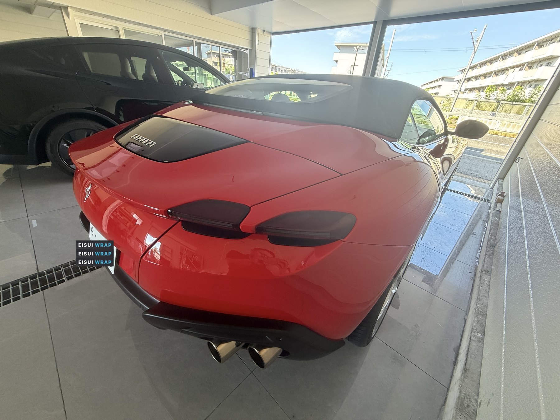 Ferrari ローマスパイダー リア斜め 透明PPF施工後