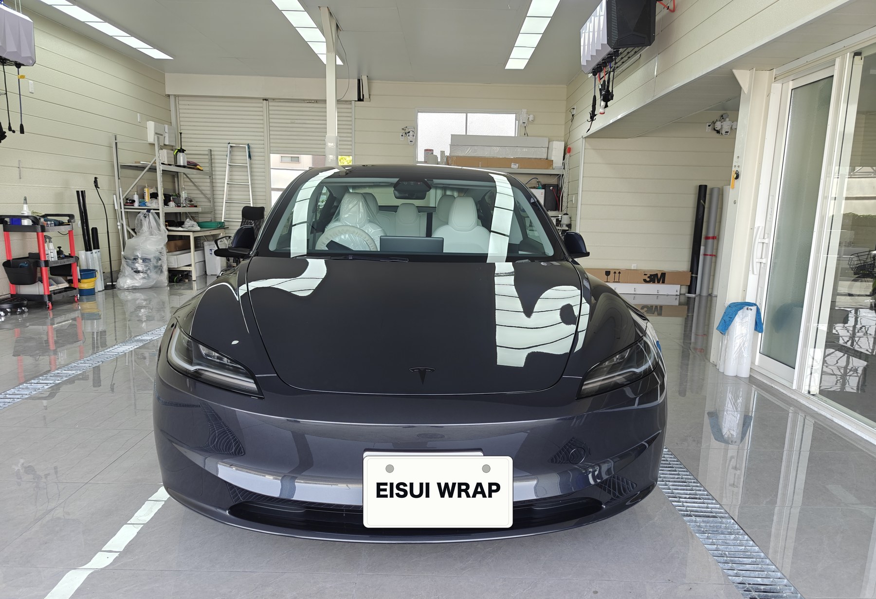 テスラ Model 3 サテン透明PPF施工前 正面