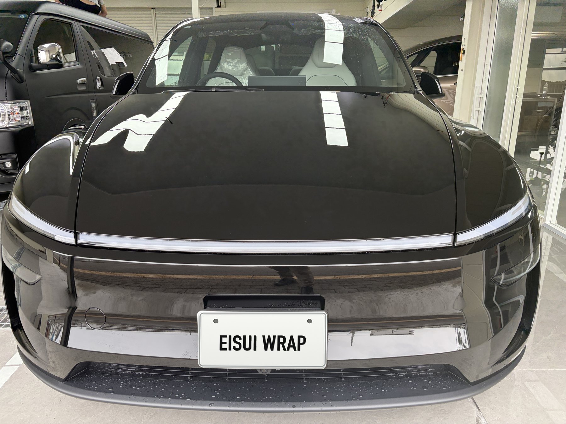 大阪 テスラ Model Y L 透明マットPPF施工前 グロスブラック フロント