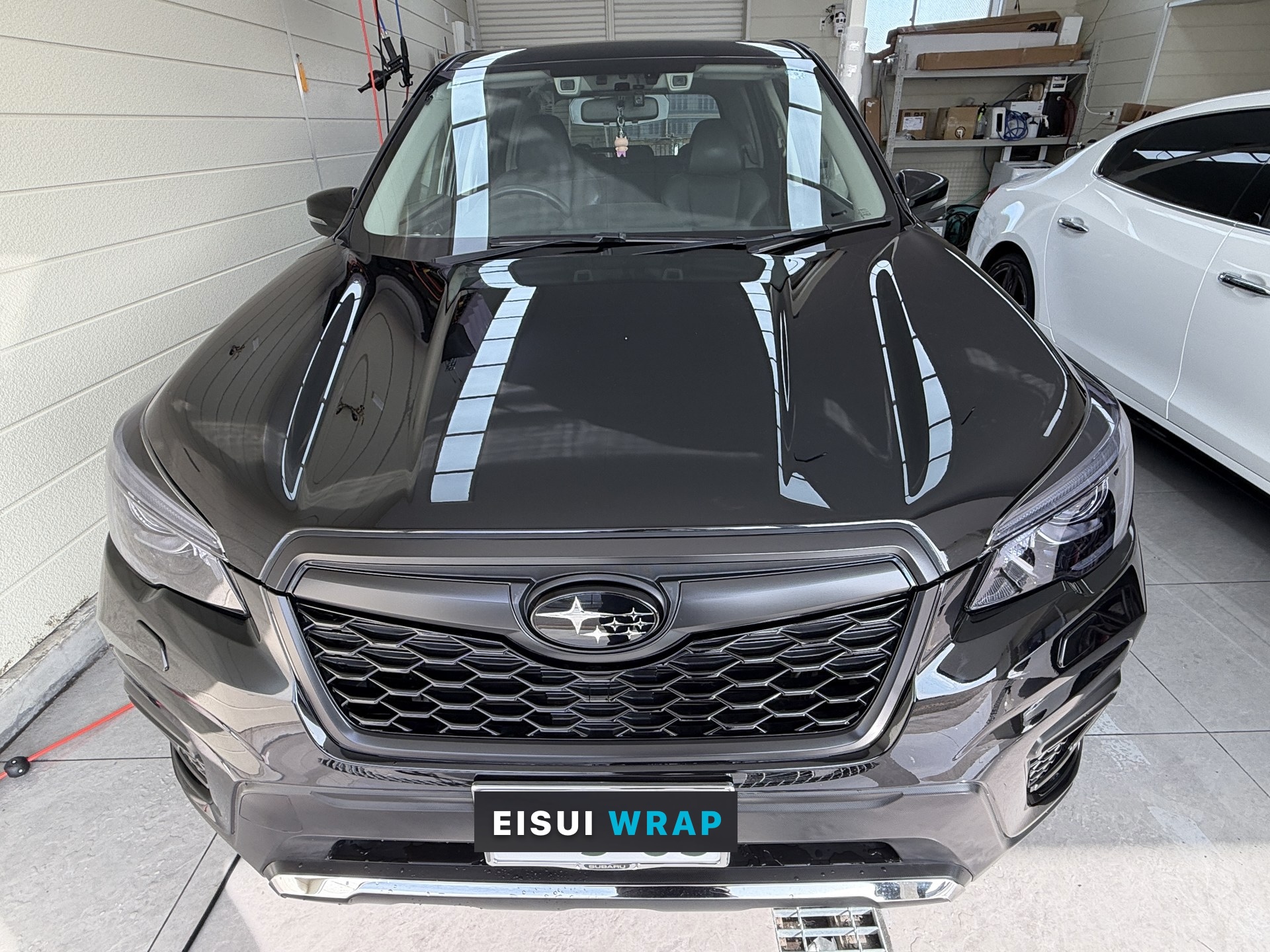 2019 Subaru Forester Premium (SK9) after EISUI clear PPF: Straight-on view of the bonnet and front bodywork