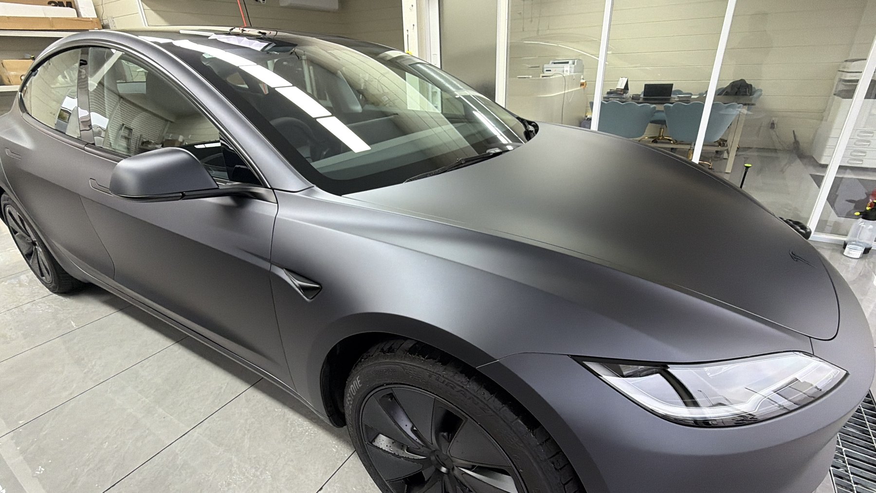 2026 Tesla Model 3 Stealth Grey with EISUI matte clear PPF in Osaka by EISUI WRAP