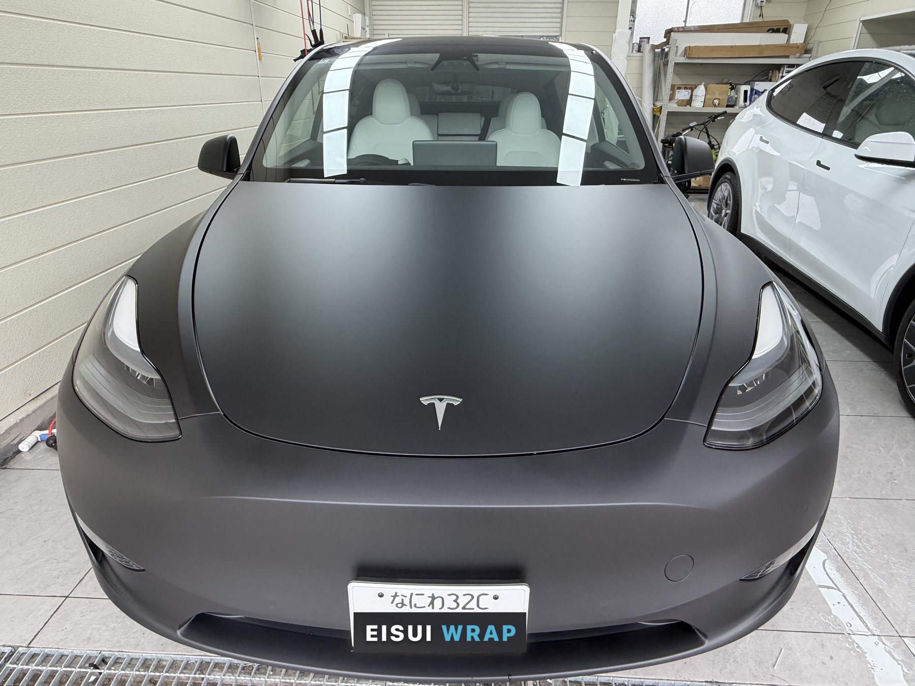 2024 Tesla Model Y after EISUI color PPF, matte-black front