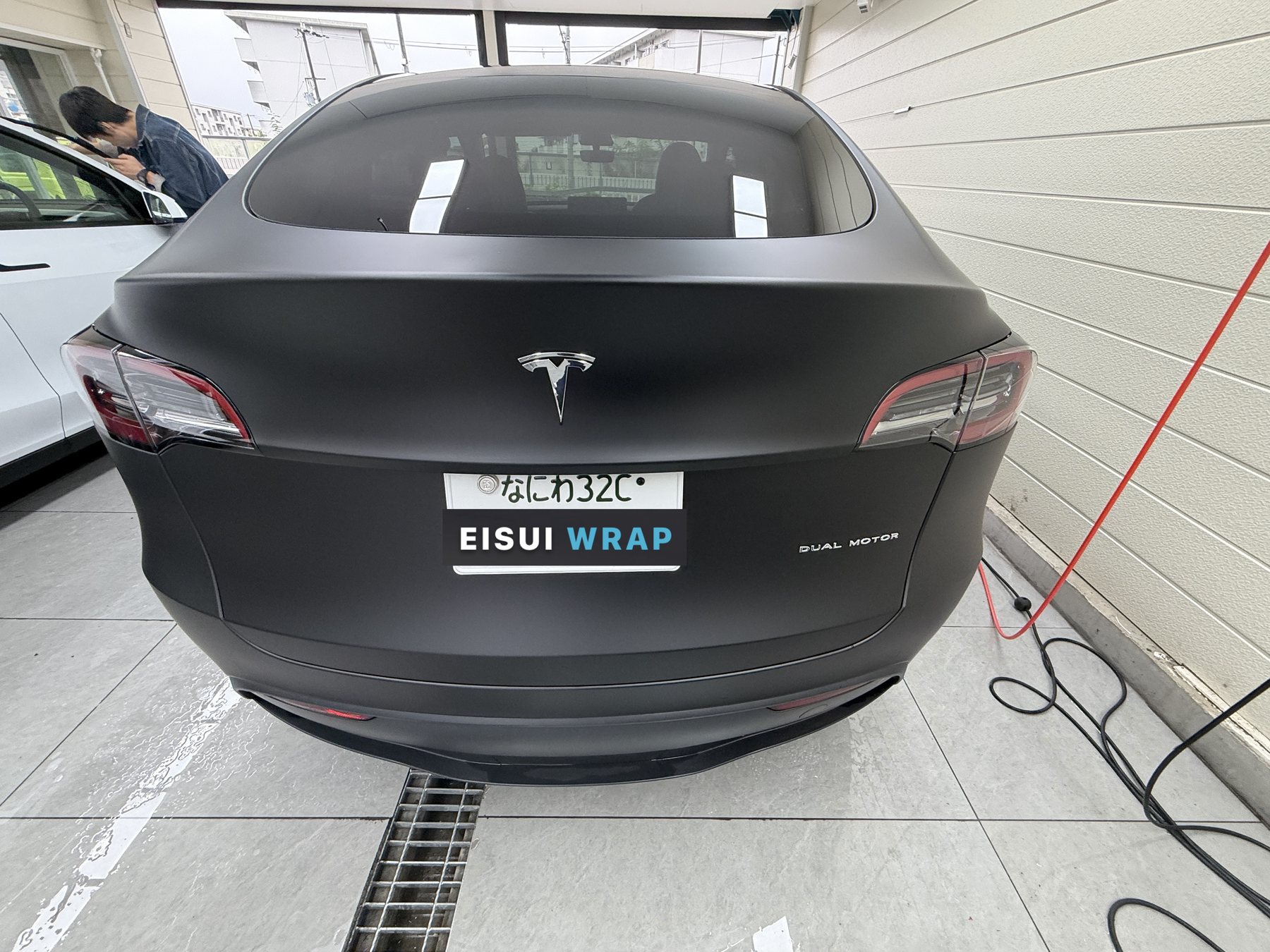 2024 Tesla Model Y matte black after EISUI color PPF, rear