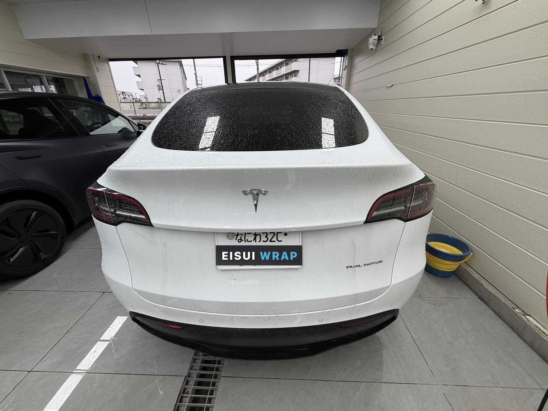 2024 Tesla Model Y pearl white before color PPF, rear