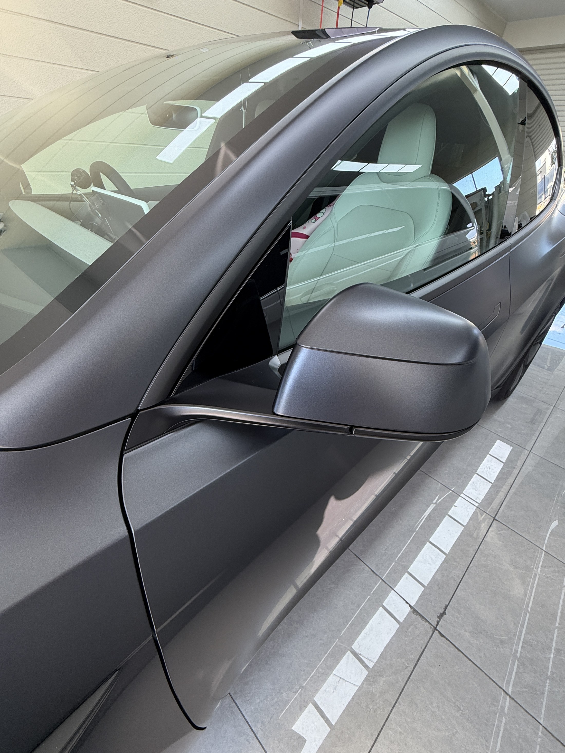 Model Y door mirror after matte clear PPF