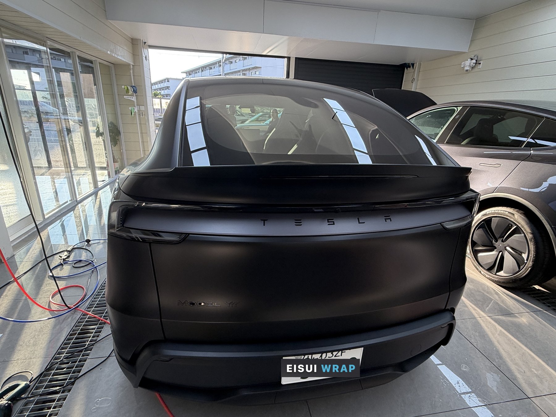 大阪 Tesla Model Y L 透明マットPPF施工後 リア