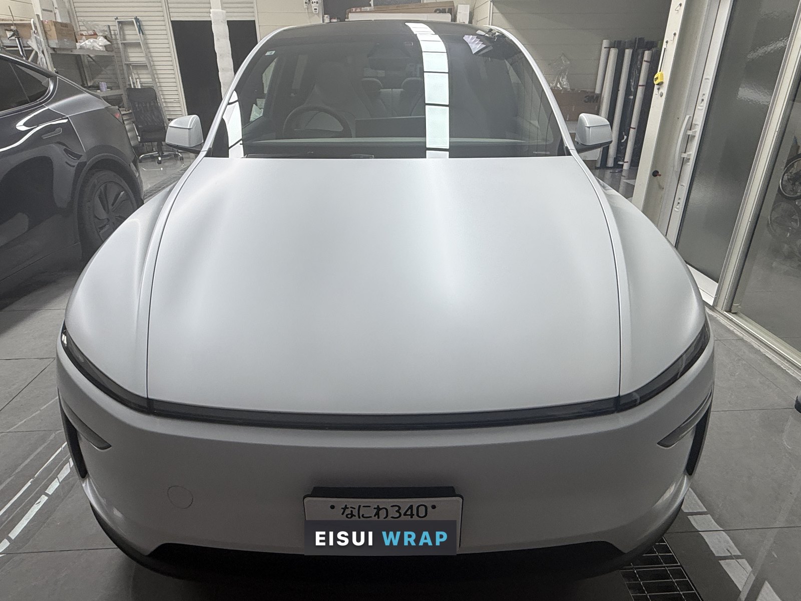 2026 Tesla Model Y L front, after satin clear PPF installation