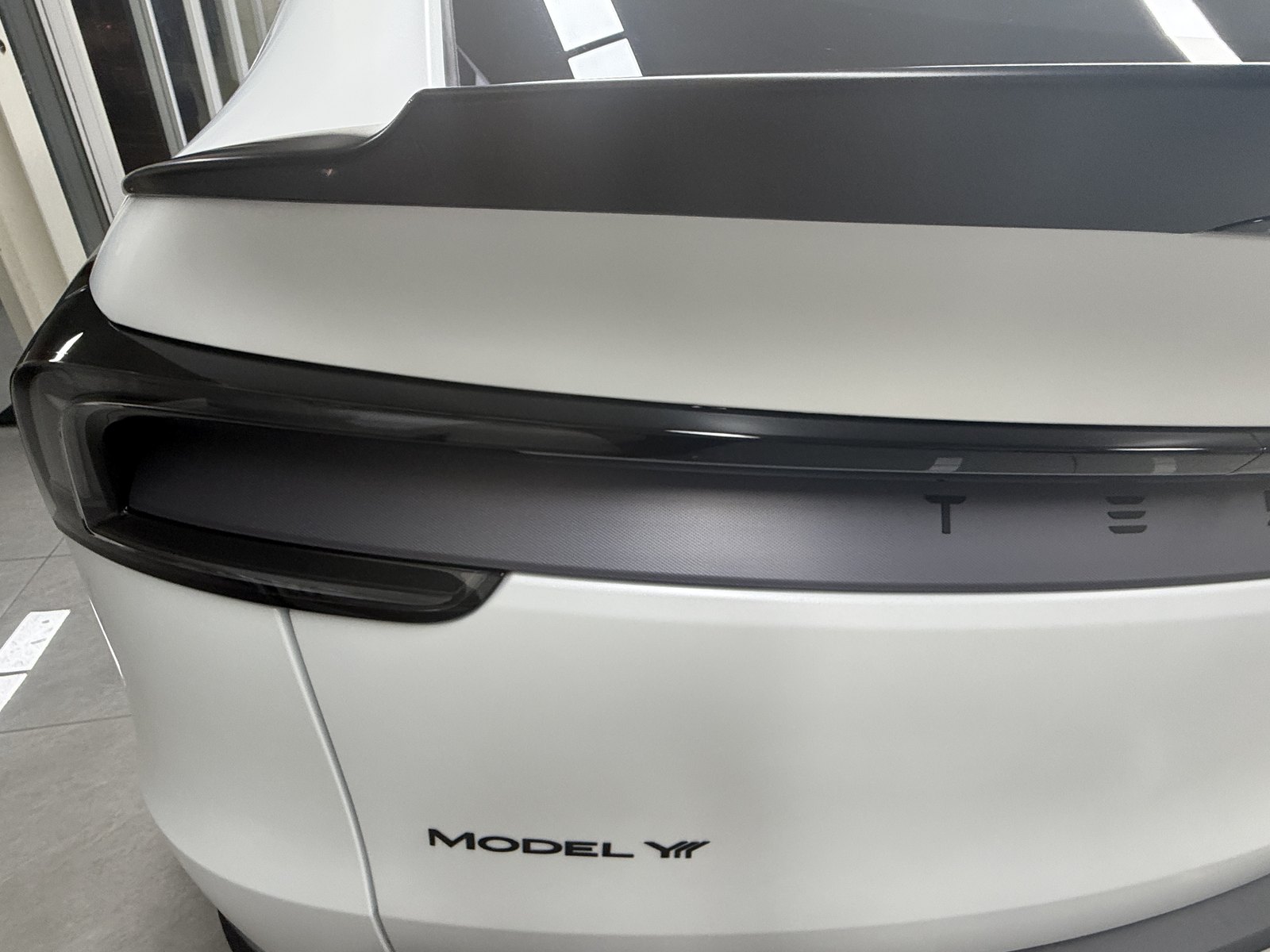 Rear detail after satin clear PPF on the Model Y L