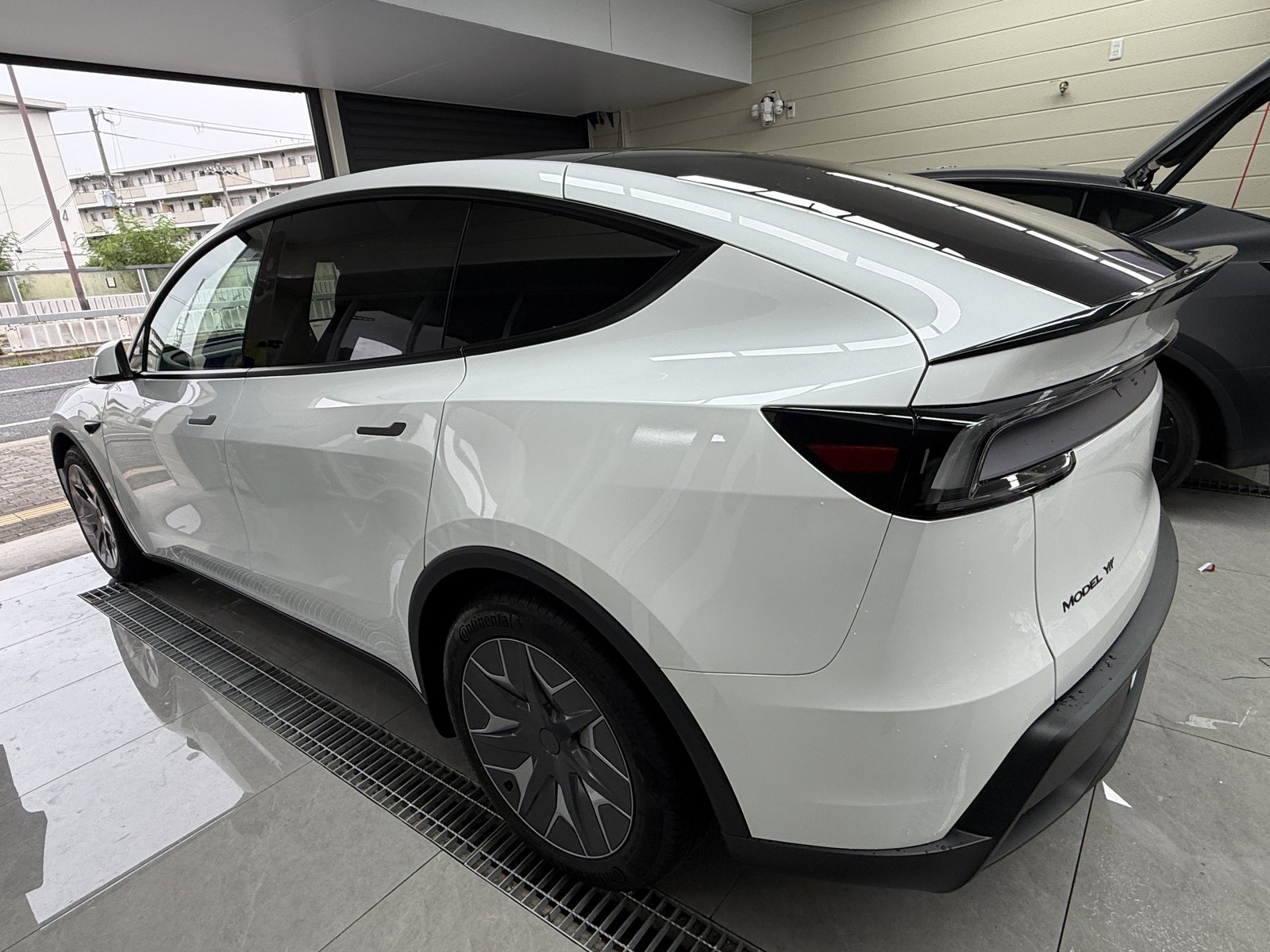 2026 Tesla Model Y L rear quarter, before satin clear PPF installation