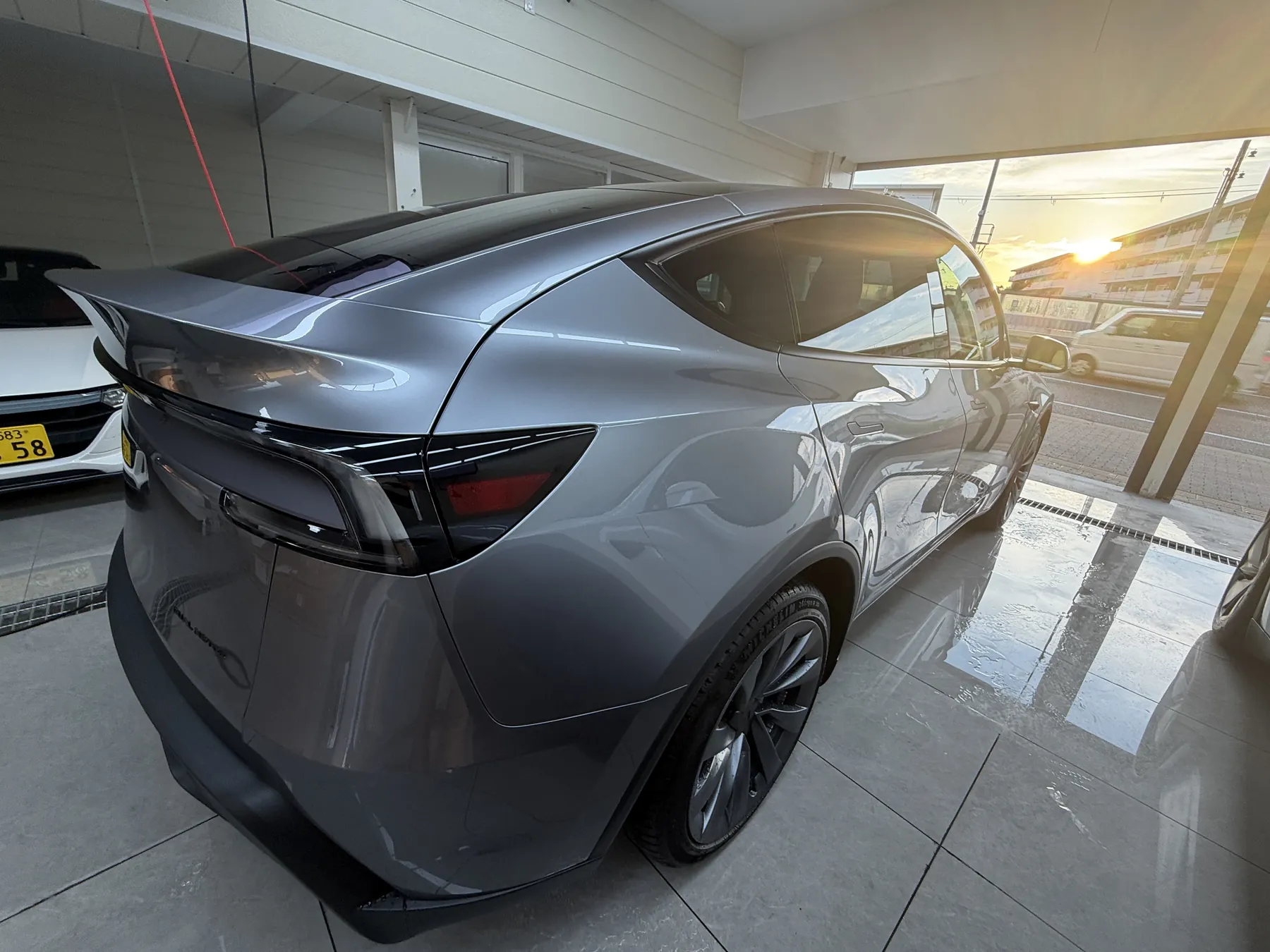 Tesla Model Y Quicksilver clear PPF rear quarter Osaka