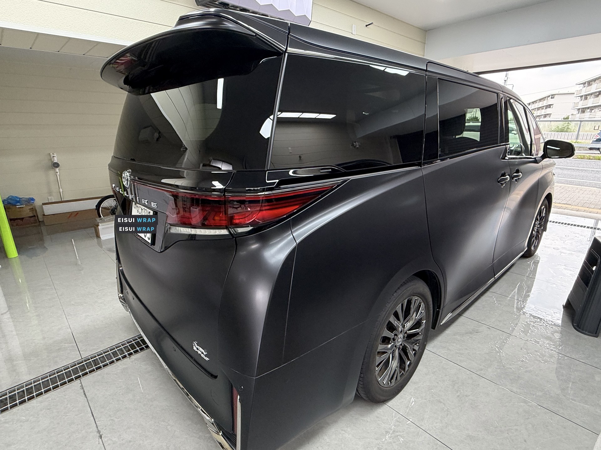 2025 Vellfire satin PPF opposite rear quarter
